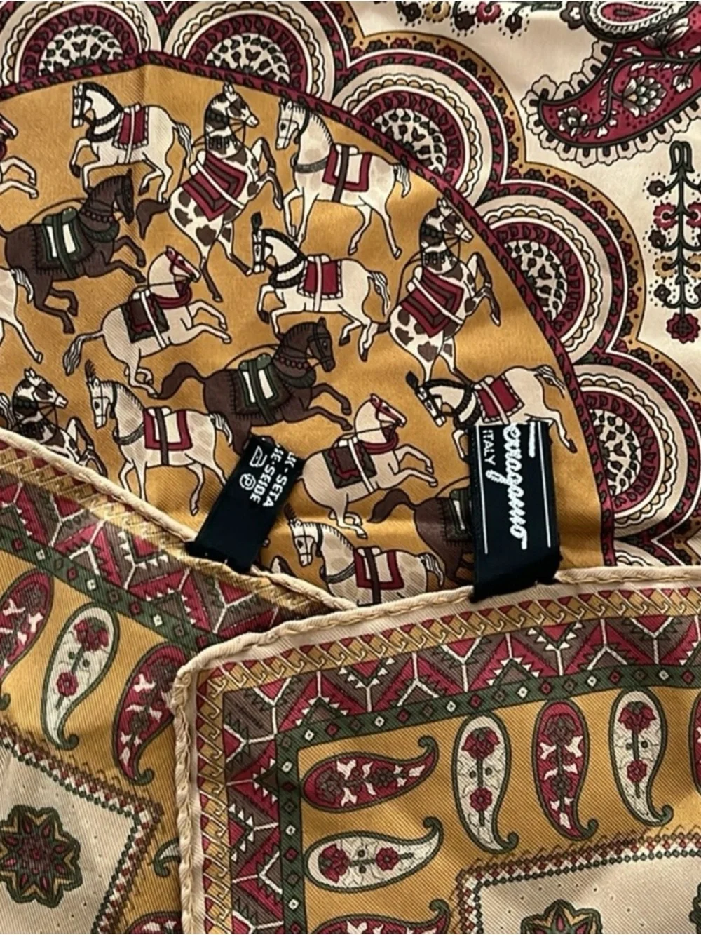 Salvatore Ferragamo Vintage Caramel Leather Top-Handle Bag with Silk Scarf (COA) - Picture 15 of 16